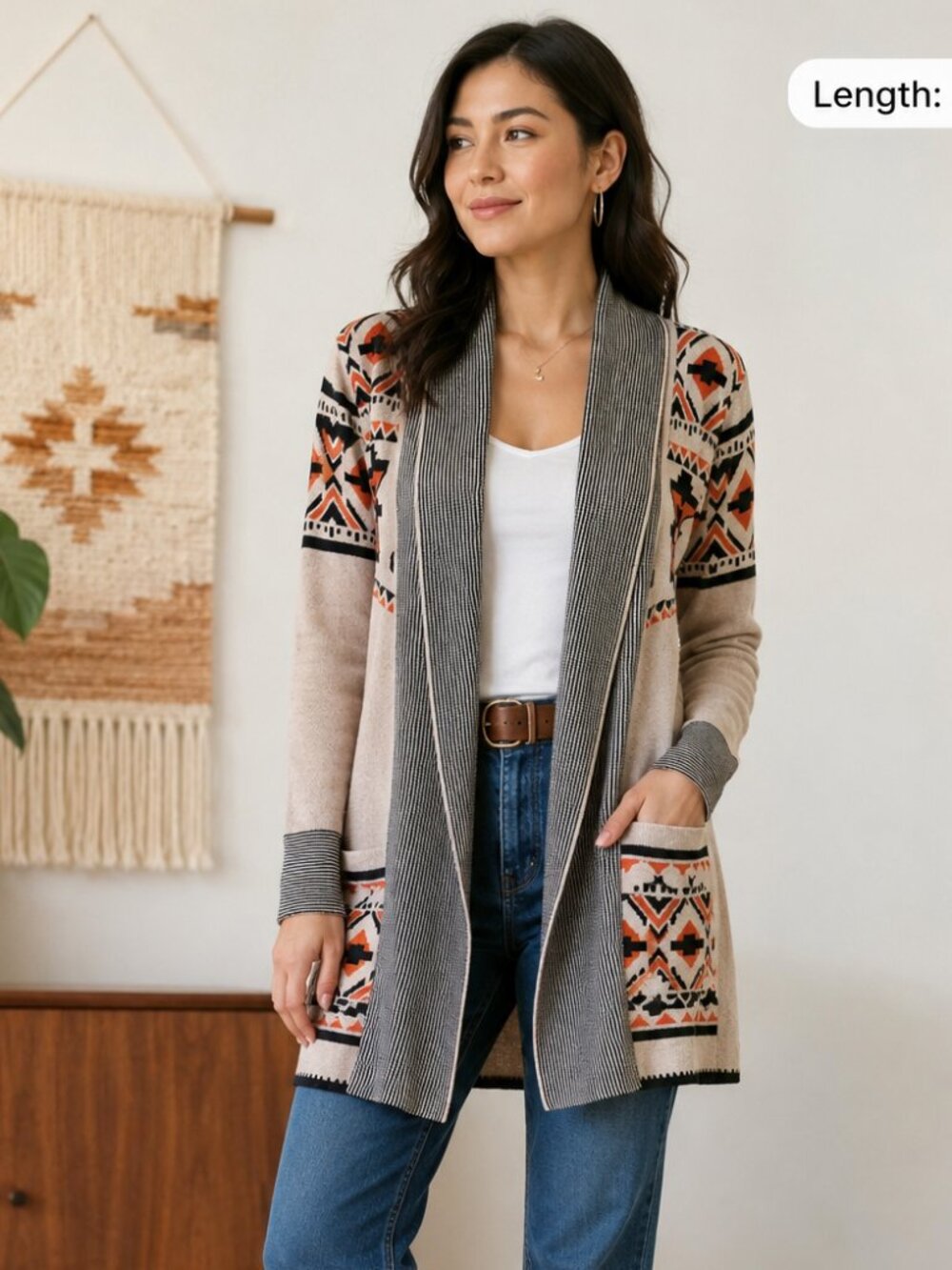 If It Were Me Cardigan L Southwestern Aztec Cotton Duster Boho